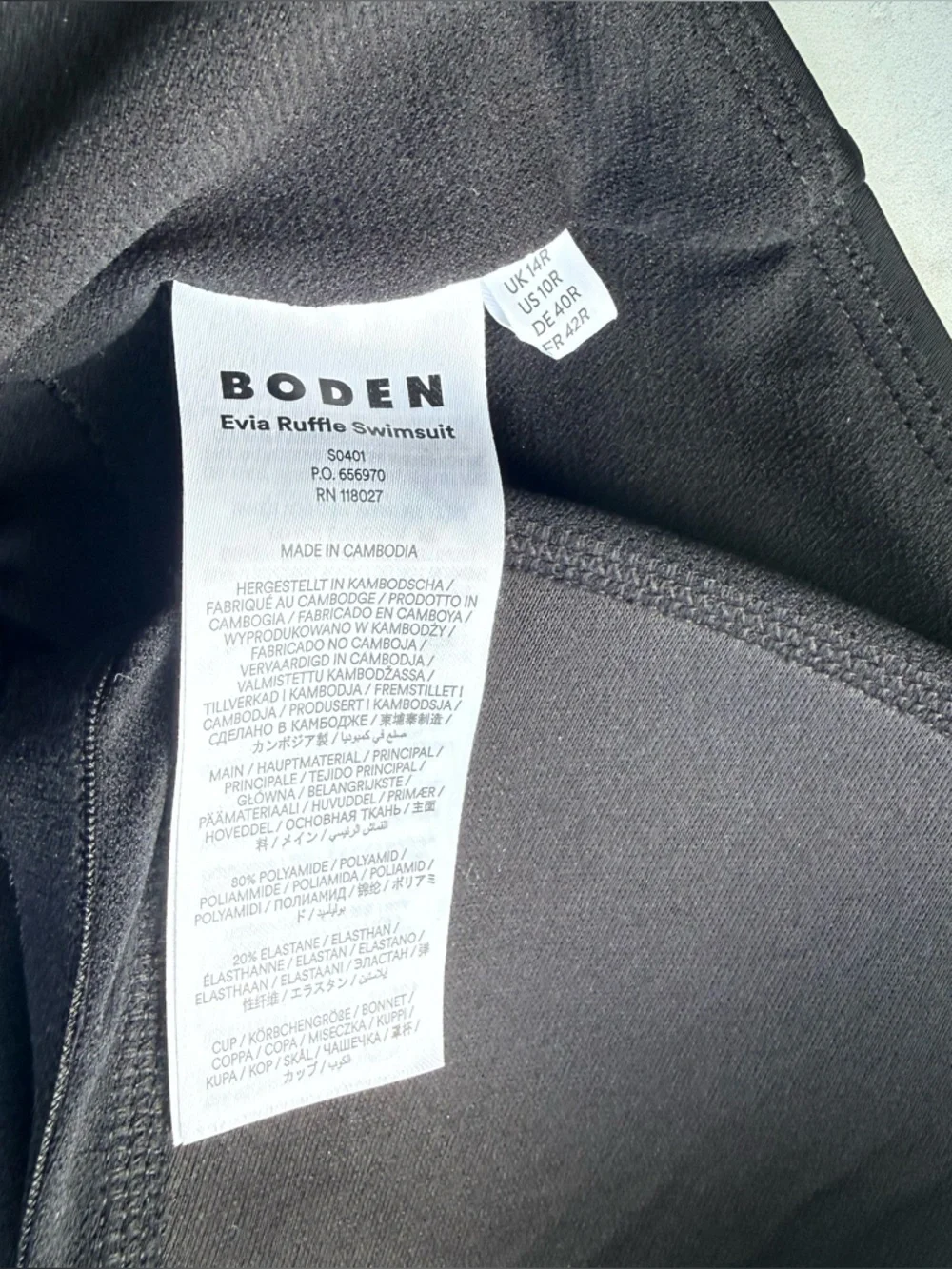 Boden Size 10 Black Evia Ruffle Swimsuit One Piece - Picture 7 of 9